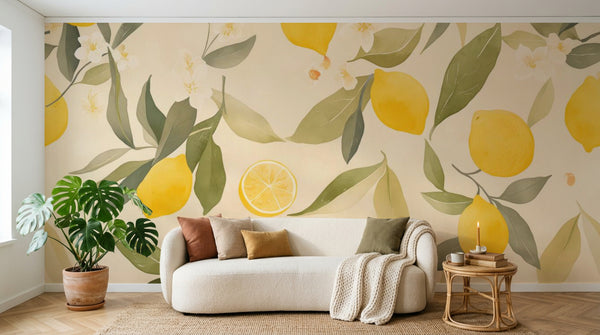 Papier peint Fruits Agrumes Beige - Sur mesure - Design A0094