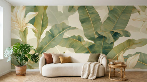 variant:A0184 | salon_03_boho已做 — Oasis Tropicale Sable — papier peint Novomur