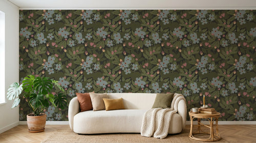 Papier peint Liberty Floral Anthracite - Sur mesure - Design A0242