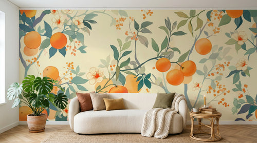 Papier peint Fruits Agrumes Beige - Sur mesure - Design A0583