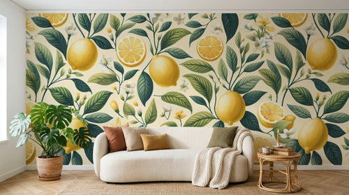 Papier peint Fruits Agrumes Beige - Sur mesure - Design F0522