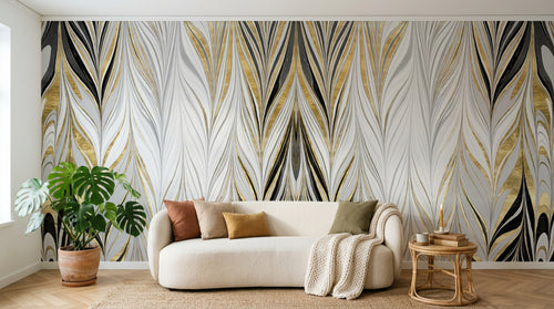 variant:SD0157 | salon_03_boho — Foret Equatoriale Noir — papier peint Novomur