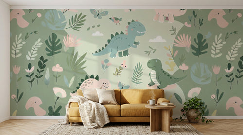 variant:A0027 | salon_04_hygge_mustard — Panorama Exotique Taupe — papier peint Novomur