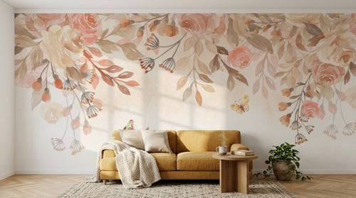 variant:C0882 | salon_04_hygge_mustard — Botanique Delicate Ivoire — papier peint Novomur