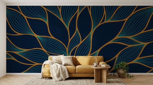 variant:D0450 | salon_04_hygge_mustard — Palmes Exotiques Anthracite — papier peint Novomur