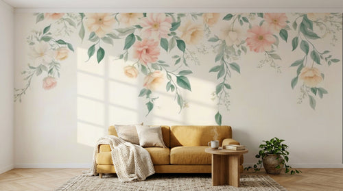 variant:D0994 | salon_04_hygge_mustard已做 — Botanique Delicate Ivoire — papier peint Novomur