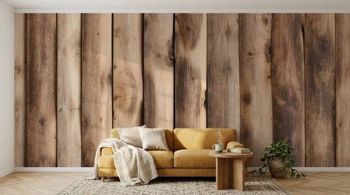 variant:D0995 | salon_04_hygge_mustard已做 — Planches de Chene Brun — papier peint Novomur