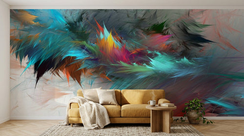 variant:SK0754 | salon_04_hygge_mustard — Geste Pictural Gris Perle — papier peint Novomur