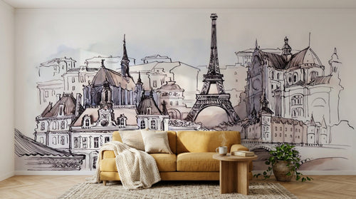 variant:SK0763 | salon_04_hygge_mustard — Fresque Vegetale Sable — papier peint Novomur