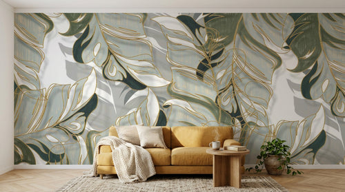 variant:SK0995 | salon_04_hygge_mustard — Foret Equatoriale Noir — papier peint Novomur