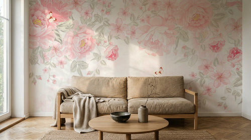 Papier peint Floral Ivoire - Sur mesure - Design A0134