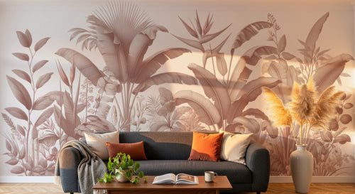 variant:A0032 | salon_06_golden_hour — Palmes Douces Rose Poudre — papier peint Novomur