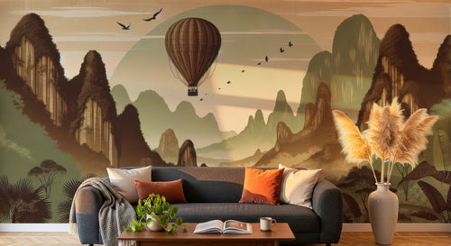 variant:A0055 | salon_06_golden_hour — Jardin aux Oiseaux Dore — papier peint Novomur