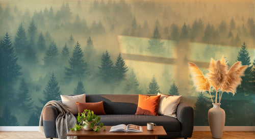 variant:A0230 | salon_06_golden_hour已做 — Montagnes Brumeuses Gris Perle — papier peint Novomur