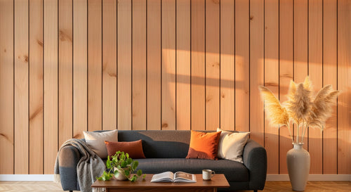 variant:D0791 | salon_06_golden_hour已做 — Lambris Blanchi Ivoire — papier peint Novomur