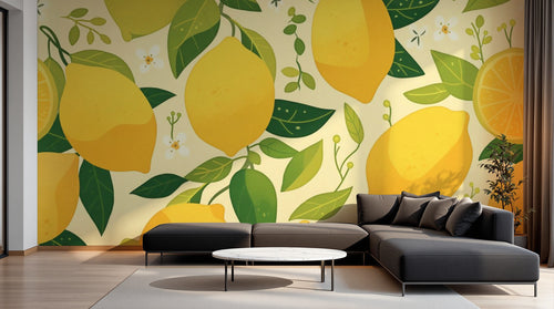 Papier peint Fruits Agrumes Beige - Sur mesure - Design A0717