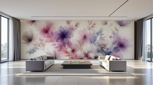 variant:A0121 | salon_09_panoramic_wide已做 — Petales de Sakura Gris Perle — papier peint Novomur