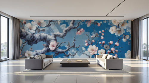 variant:A0266 | salon_09_panoramic_wide — Cerisier du Japon Gris Perle — papier peint Novomur