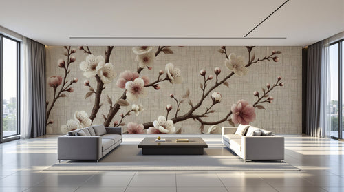 variant:A0273 | salon_09_panoramic_wide已做 — Branche de Cerisier Gris — papier peint Novomur