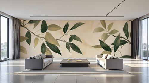 variant:A0559 | salon_09_panoramic_wide — Jardin Sauvage Beige — papier peint Novomur