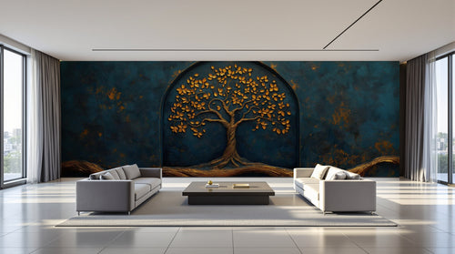 variant:A0861 | salon_09_panoramic_wide — Floraison Printaniere Ivoire — papier peint Novomur