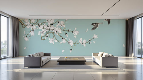 variant:C0654 | salon_09_panoramic_wide — Cerisier du Japon Gris Perle — papier peint Novomur