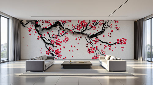 variant:SD0811 | salon_09_panoramic_wide已做 — Cerisier en Boutons Peche — papier peint Novomur