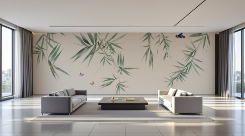 variant:SK0081 | salon_09_panoramic_wide — Composition Florale Ivoire — papier peint Novomur