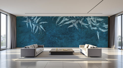 variant:SK0113 | salon_09_panoramic_wide — Bouquet Nocturne Anthracite — papier peint Novomur