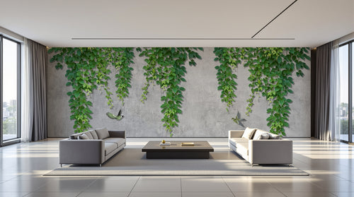 variant:SK0187 | salon_09_panoramic_wide — Botanique Delicate Ivoire — papier peint Novomur