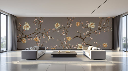 variant:SK0545 | salon_09_panoramic_wide — Cerisier du Japon Gris Perle — papier peint Novomur