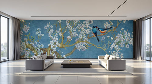 variant:SK0802 | salon_09_panoramic_wide — Cerisier Zen Vert Sauge — papier peint Novomur