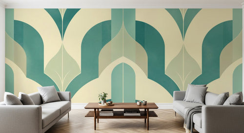 variant:A0433 | salon_10_panoramic_sym — Arabesques Classiques Gris — papier peint Novomur