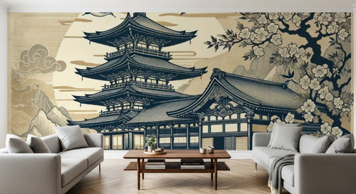 variant:A0579 | salon_10_panoramic_sym — Fresque Vegetale Sable — papier peint Novomur