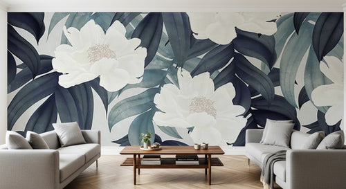 variant:E0867 | salon_10_panoramic_sym — Arabesques Classiques Gris — papier peint Novomur