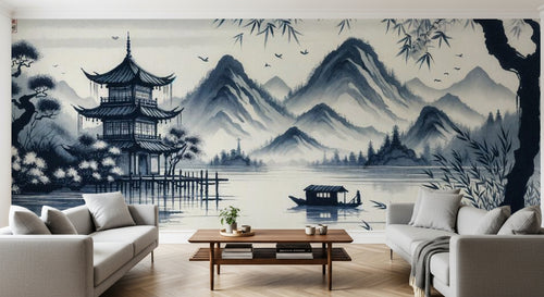 variant:F0193 | salon_10_panoramic_sym已做 — Panorama Exotique Taupe — papier peint Novomur