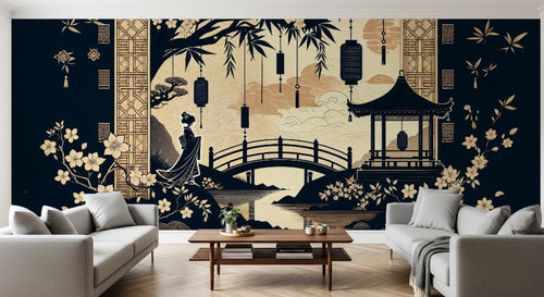 variant:F0196 | salon_10_panoramic_sym已做 — Foret Luxuriante Brun — papier peint Novomur