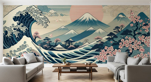 variant:F0343 | salon_10_panoramic_sym已做 — Eden Oriental Sable — papier peint Novomur