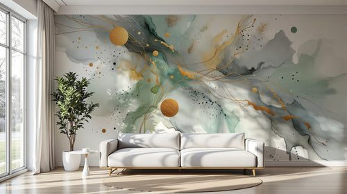 variant:A0035 | salon_11_perspective已做 — Geste Pictural Gris Perle — papier peint Novomur