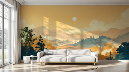 variant:A0333 | salon_11_perspective已做 — Palette Vivante Peche — papier peint Novomur