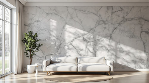 variant:C0841 | salon_11_perspective — Marbre de Carrare Blanc — papier peint Novomur