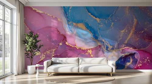 variant:D0104 | salon_11_perspective — Marbre Calacatta Ivoire — papier peint Novomur