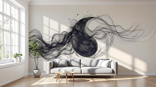 variant:A0292 | salon_12_dramatic_shadows已做 — Geste Pictural Gris Perle — papier peint Novomur