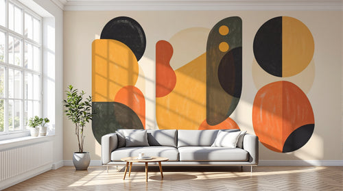 variant:A0368 | salon_12_dramatic_shadows已做 — Composition Moderne Gris Perle — papier peint Novomur