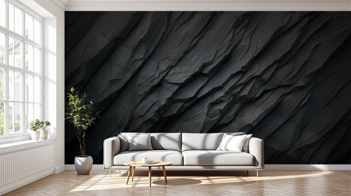 variant:A0377 | salon_12_dramatic_shadows已做 — Marbre Obsidienne Noir — papier peint Novomur