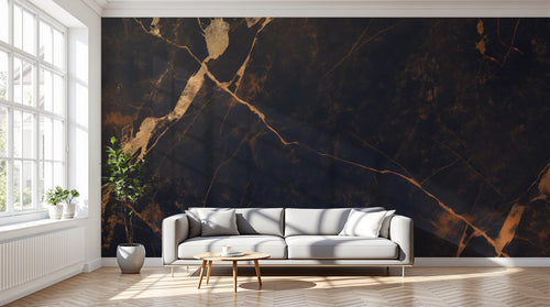 variant:A0825 | salon_12_dramatic_shadows已做 — Marbre Obsidienne Noir — papier peint Novomur
