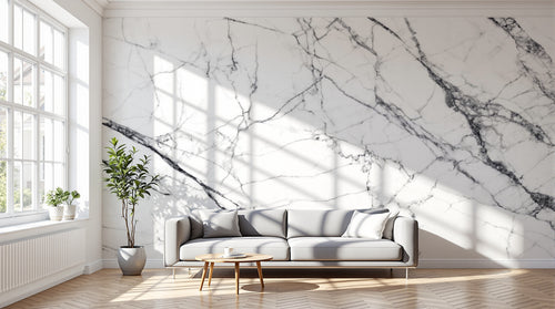 variant:C0126 | salon_12_dramatic_shadows已做 — Marbre de Carrare Blanc — papier peint Novomur