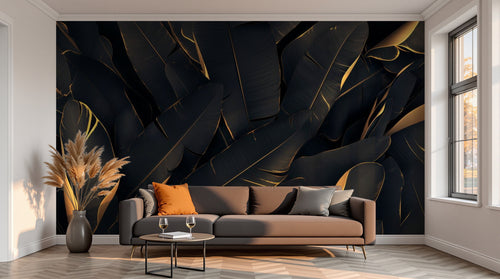 variant:A0049 | salon_13_sunset — Palmes Exotiques Anthracite — papier peint Novomur