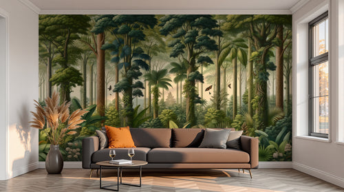 variant:A0054 | salon_13_sunset已做 — Foret Luxuriante Brun — papier peint Novomur