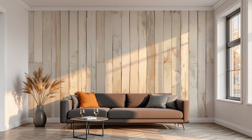 variant:A0082 | salon_13_sunset — Lambris Blanchi Ivoire — papier peint Novomur